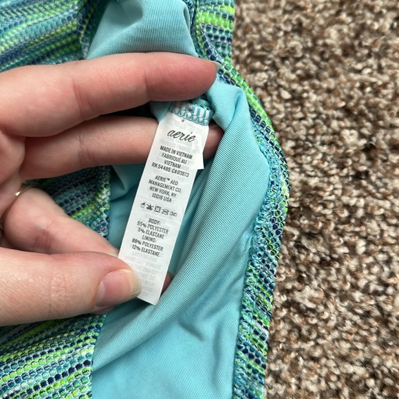 AERIE SPACE DYE PIQUE BANDEAU ONE PIECE SWIMSUIT - Picture 6 of 8